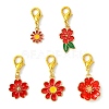 10Pcs 5 Styles Flower Alloy Enamel Pendant Decorations HJEW-JM02749-1