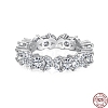 Rhodium Plated 925 Sterling Silver Micro Pave Clear Cubic Zirconia Finger Ring for Women RJEW-F150-11B-P-1