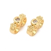 Brass Micro Pave Clear Cubic Zirconia Spacer Bars KK-P302-21A-G-1