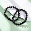 Natural Tourmaline Round Beaded Stretch Bracelets for Men Women BJEW-G743-01A-2