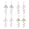 4 Pairs 4 Color Shell Pearl Flower Wind Chime Dangle Earrings EJEW-TA00210-1