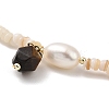 Natural Tiger Eye Beads Charm Necklace with Natural Shell & Pearl Beaded Chains NJEW-K251-01-2