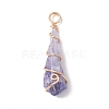 Electroplated Natural Quartz Crystal Copper Wire Wrapped Pendants PALLOY-JF02676-01-4