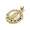 Brass Pave Shell Pendants KK-I708-16J-G-2