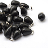 Teardrop Natural Black Stone Pendants G-Q435-21-1