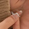 Wave Shaped 925 Sterling Silver Micro Pave Clear Cubic Zirconia Finger Rings FS-WG6021D-05-2