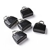 Natural Black Obsidian Brass Pendants KK-E274-01P-011-1