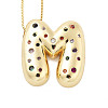 Brass Micro Pave Cubic Zirconia Letter Pendant Necklaces KK-Z069-01G-M-1
