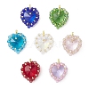 7Pcs 7 Colors Brass Glass Pendants PALLOY-MZ00981-1