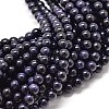 Synthetic Blue Goldstone Round Bead Strands G-P075-50-8mm-1