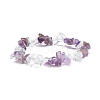 Natural Amethyst & Quartz Crystal Chips Beads Stretch Bracelet for Women BJEW-AL00003-18-1