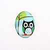 Cartoon Owl Printed Glass Oval Cabochons X-GGLA-N003-22x30-B18-1