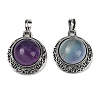 Natural Fluorite Half Round Pendants PALLOY-R159-01AS-10-1