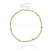 Bohemian Daisy Flower Glass Seed Beaded Necklaces with Alloy End Chains FS-WGC49A6-10-1