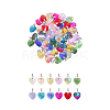 48Pcs 12 Styles Heart Glass Pendants PALLOY-GO00029-8