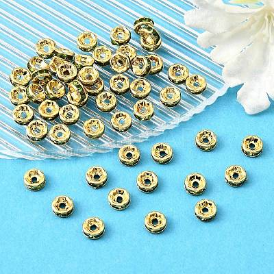 Brass Grade A Rhinestone Spacer Beads RSB036NF-10G-1
