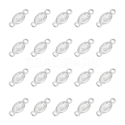 20Pcs 925 Sterling Silver Pave Clear Cubic Zirconia Connector Charms FIND-PH0028-74-1