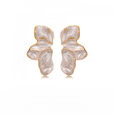 304 Stainless Steel Petaline Stud Earrings EJEW-D347-01G-1