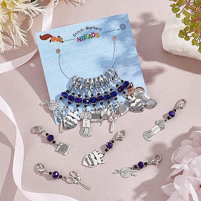 Knitting Theme Alloy Pendant Decorations HJEW-PH01541-1