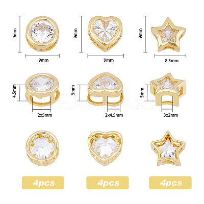 12Pcs 3 Style Brass Cubic Zirconia Multi-Strand Links KK-FH0005-09-1