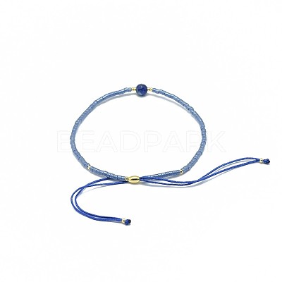 Adjustable Natural Lapis Lazuli Braided Bead Bracelets BJEW-F391-A10-1