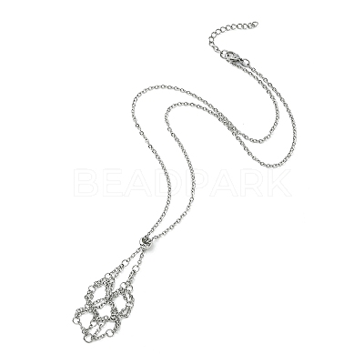 Tarnish Resistant 304 Stainless Steel Cable Chains Macrame Pouch Empty Stone Holder for Pendant Necklaces Making NJEW-TA00084-01-1