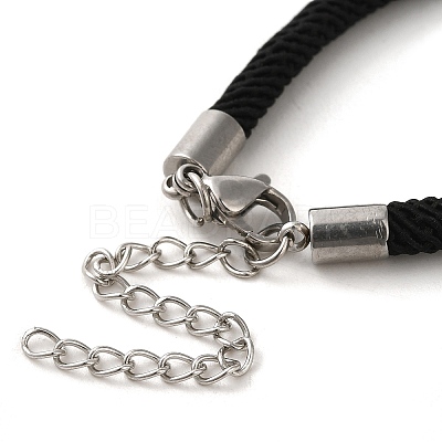 Milan Cord & 202 Stainless Steel Bracelets Making MAK-H004-01B-P01-1