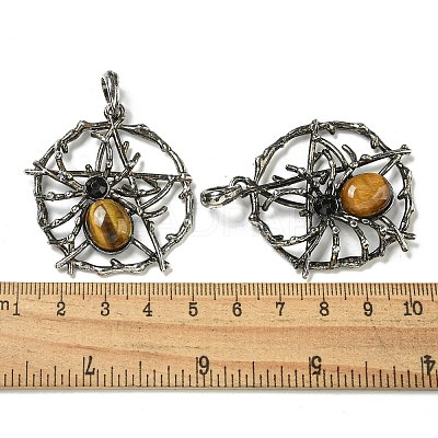 Natural Tiger Eye Pendants G-P547-05AS-10-1