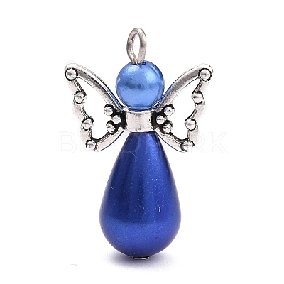 ABS Plastic & Acrylic Imitation Pearl Angel Pendants PALLOY-JF00550-1