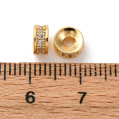 Brass Micro Pave Cubic Zirconia Beads KK-F898-09G-1