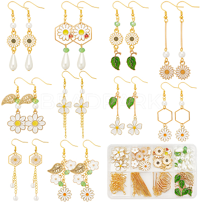 DIY Daisy Dangle Earrings Making Kits DIY-SC0003-32-1