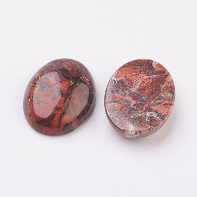 Natural Brecciated Jasper Flat Back Cabochons X-G-G741-13x18mm-02-1