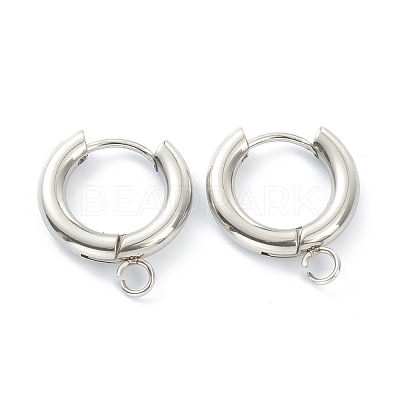 Tarnish Resistant 201 Stainless Steel Huggie Hoop Earring Findings STAS-P283-01C-P-1