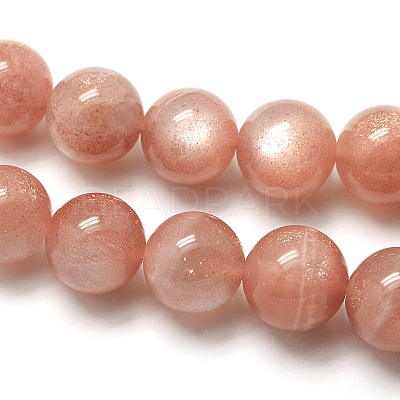 Grade AAA Natural Gemstone Sunstone Round Beads Strands G-E251-34-4mm-1