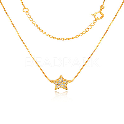 Star 925 Sterling Silver Micro Pave Clear Cubic Zirconia Pendant Necklaces for Women FS-WGE80D2-01-1