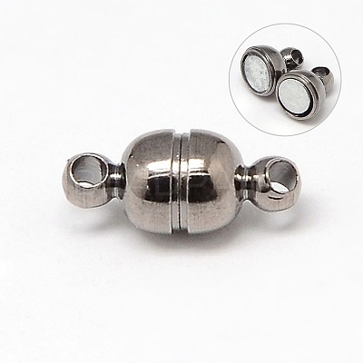 Round Brass Magnetic Clasps with Loops KK-D331-M-NF-1