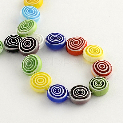 Flat Round Handmade Millefiori Glass Beads X-LK-R004-49-1
