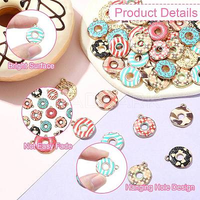 50Pcs 10 Colors Printed Alloy Pendants ENAM-CJ0006-81-1