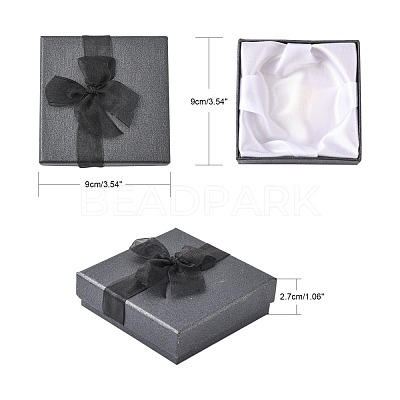 Bowknot Organza Ribbon Cardboard Bracelet Bangle Gift Boxes BC148-05-1