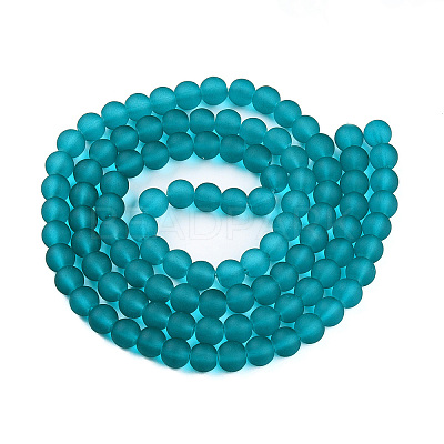 Frosted Transparent Glass Beads Strands X-GLAA-S031-8mm-37-01-1