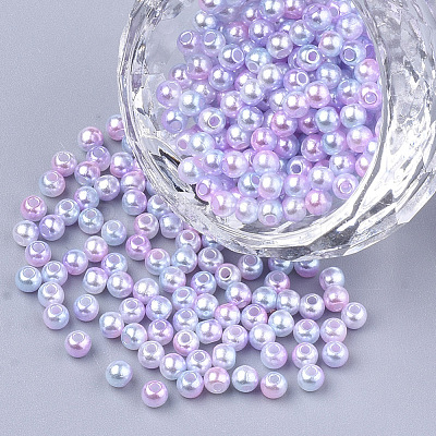 Rainbow ABS Plastic Imitation Pearl Beads OACR-Q174-6mm-01-1