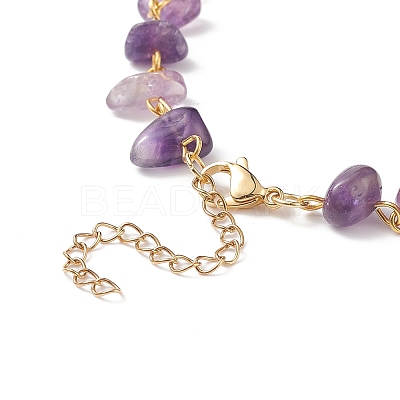 Natural Amethyst Chips Beaded Necklaces NJEW-JN04061-01-1