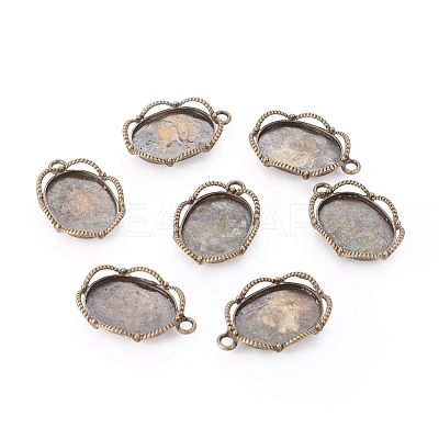 Tibetan Style Alloy Pendant Cabochon Settings TIBEP-0581-AB-LF-1