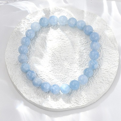 Natural & Dyed White Jade Bead Stretch Bracelets X-BJEW-K212-B-018-1