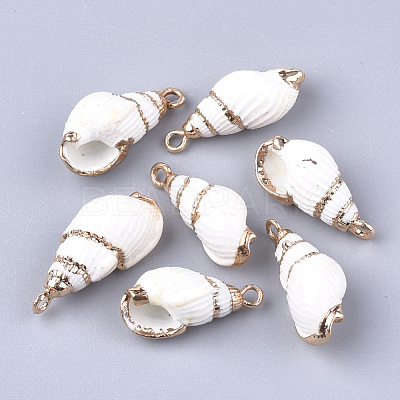 Electroplate Spiral Shell Pendants SSHEL-S251-15-1
