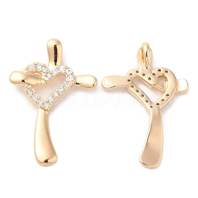 Brass & Cubic Zirconia Pendants KK-G468-43G-1