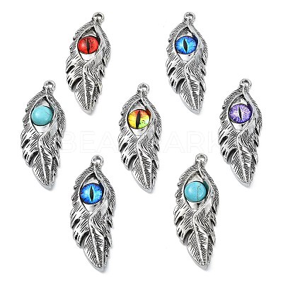 10Pcs 5 Colors Alloy Glass Big Pendants FIND-CJ0005-78-1