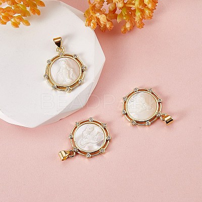 3Pcs Eco-friendly Brass Micro Pave Clear Cubic Zirconia Pendants KK-SZ0005-58-1