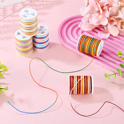 6 Rolls 6 Colors Segment Dyed Twisted Waxed Polyester Cord YC-TA0001-09-1