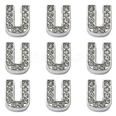 Alloy Initial Slide Charms with Grade A Rhinestones ALRI-R032-U-FF-1